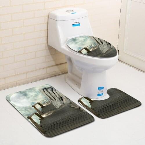 3Pcs Mermaid Bath Mats Set Nonslip Toilet Lid Cover Absorbent Floor Rug Carpet Doormat Textiles Bathroom Decoration