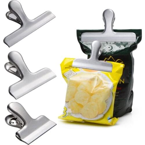 30# Stainless Steel Chip Bag For Air Tight Seal Grip Food Sealing Clamp Powder Food Package Bag Clip 2/3/4 Inch Width Durable
