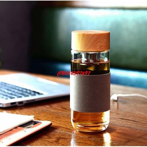 30pcs 400ML Glass Water Bottle With Tea Infuser Strainer Heat Resistant Travel Car Office Drinking Bottles Teacups FF18070301