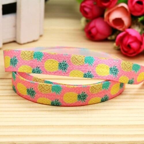 5/8'' Free shipping Fold Elastic FOE pineapple printed headband headwear hairband diy decoration wholesale OEM P5696