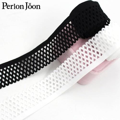 5 yards/lot 2.8cm Black and white hollow mesh elastic band lace is suitable for dress collar jacket closing Accessories SG040