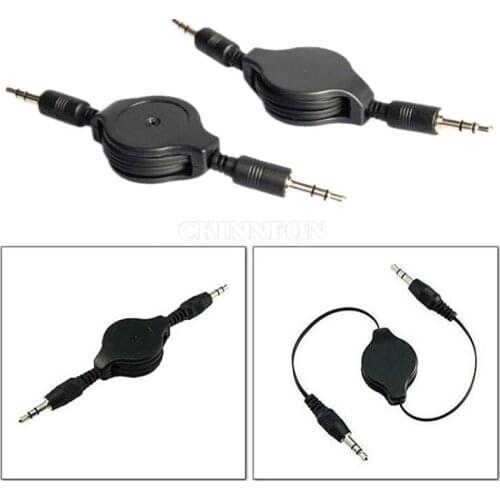 500Pcs/Lot 3.5mm Aux Audio Cable Retractable Male to Male Cable Car Auxiliary Cable (Color: Black)