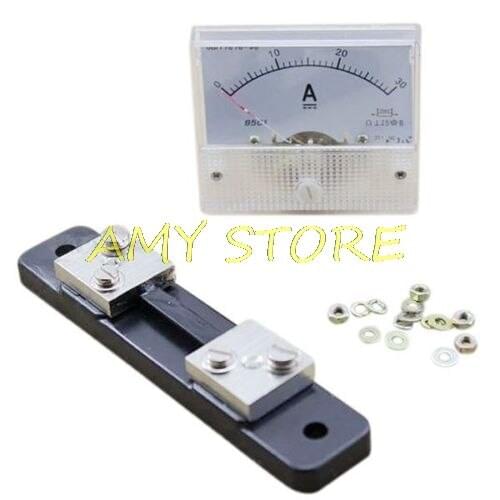 DC 0-30A Analog Amp Amper Meter Ammeter Current Panel + 30A 75mV Shunt Resistor