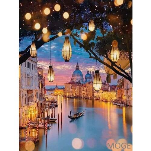 City Lake Lantern DIY diamond painting Wolf animal dimaond embroidery full drill diamond painting mosaic full round drill murals