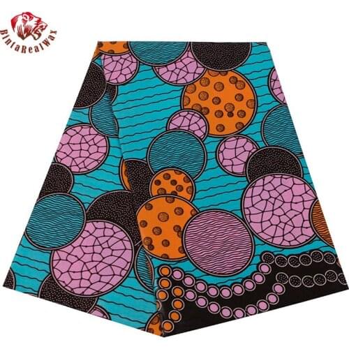 Ankara African Real Wax Prints Cotton Fabric Circle Pattern BintaRealWax High Quality African Fabric For Party Dress 24FS1352