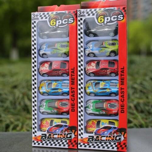6Pcs Car Toy Highly Simulated Interest Training Alloy Iron Shell Pull Back Car for Children Inertial Toy Car