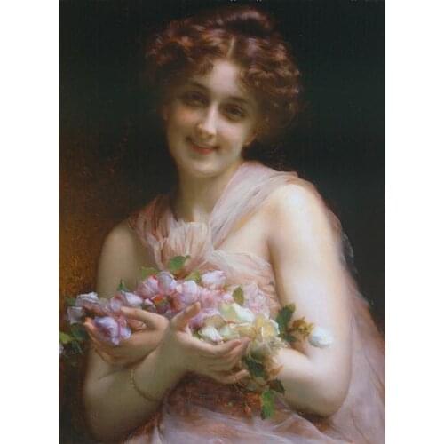 Free shipping classical court figure flower beauty girl scenery oil painting canvas prints on canvas wall art decoration picture