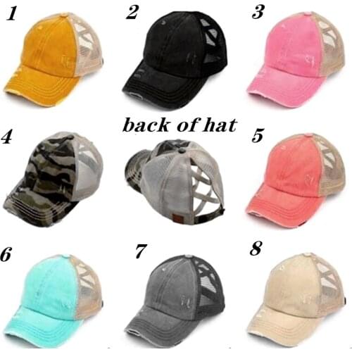 Mesh hat 2020 new washed elastic cap breathable ponytail baseball cap men and women summer hole sunscreen hat