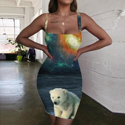 Giyu Brand Universe Dresses Women Galaxy Bodycon Dress Colorful Sundress Animal Vestido Sexy Womens Clothing Party Short Beach