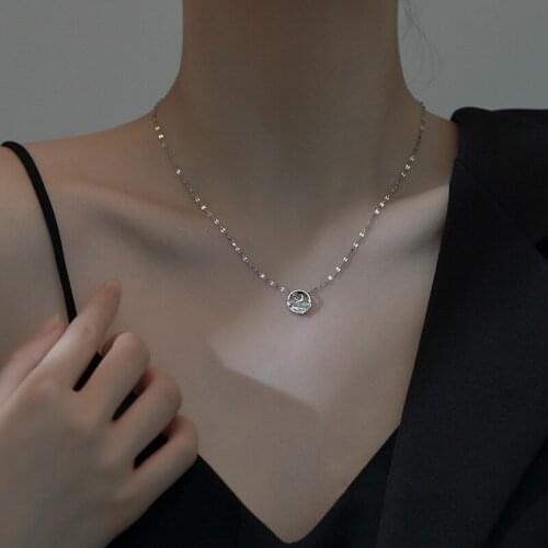 Women Jewelry Geometric Moon Pendant Necklace Popular Design High Quality AAA Zircon One Layer Chain Necklace For Girl Lady Gift