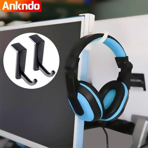 ANKNDO Headphone Holder Stand PC Monitor Desk Edge Sticker Hook for Headset Management Earphone Adhesive Tape Hanger Accessories