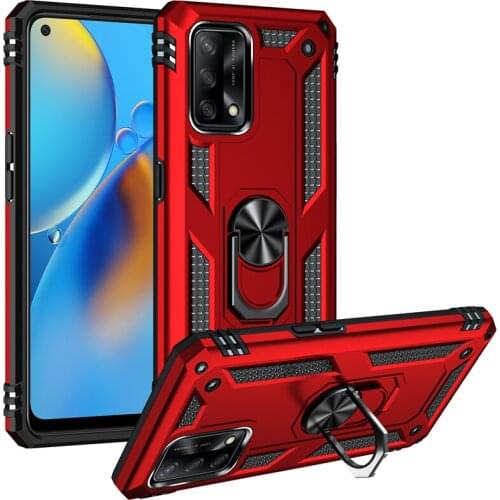 Dirt-resistant Ring Holder PC+ TPU Hard Case for OPPO Realme C21 Reno5 F F19 Pro A15 A55 5G A72 A54 A74 4G A92 Anti-slip Cover