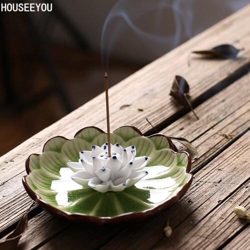 Ceramics Lotus Incense Burners Joss Stick Incense Holder Censer Home Decor Household Aroma Sticks Disc Aromatherapy Decoration