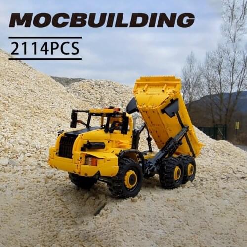 Creative Technology Car MOC Articulated Dump Truck Set With Motor Assembly vehicle Model Puzzle Toys for Children Birthday Gifts