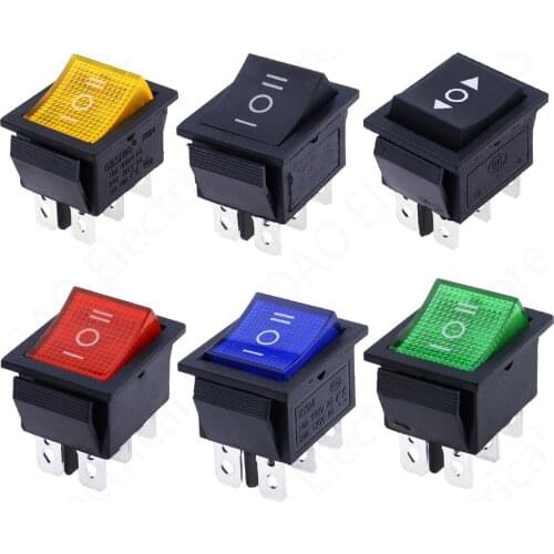 KCD4 1PCS Rocker Switch Power Switch ON-OFF-ON 3 Position 6 Electrical equipment With Light Switch 16A 250VAC/ 20A 125VA