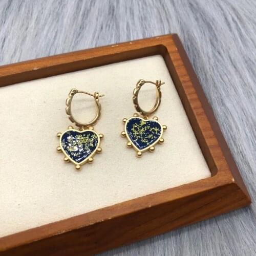 Trendy personality blue love shape temperament earrings