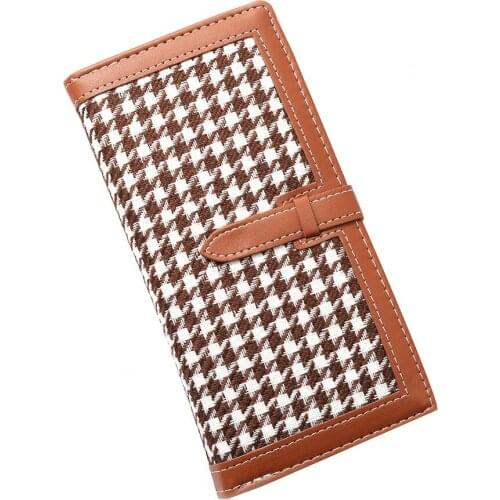 2021 Fashion houndstooth purse women Long Leather wallet ladies Multi Card holder womens wallet Brand billeteras para mujer