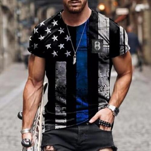 Mens Plus Size 3DT Shirt Retro Templar and National Flag Digital Printing 3D Fashion Casual T-shirt Round Neck Short Sleeve Top
