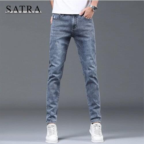 SATRA 2021 Spring New Arrival High Quality Classic Slim Jeans Men,Mens Fashion Trend Pencil Jeans ,Casual Jeans Men