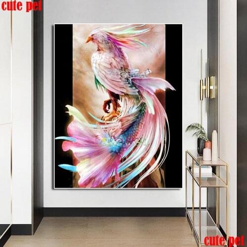 Full Drill Diy diamond painting set Fantasy fish bird Cross Stitch rhinestones embroidery diamond mosaic 5d cross stitch decor