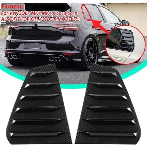 New 2x Car Rear Window Louver Shutter Side Vent Cover Trim For VW For GOLF MK7 MK7.5 2014-2019 For GTI / GTD / R MODELS
