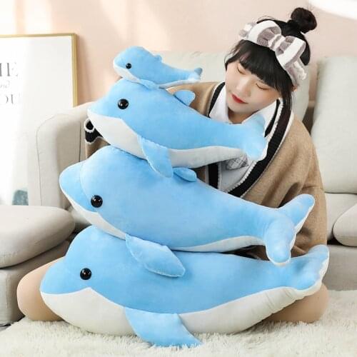 1 PC Bright 20/40/60/80CM New Plush Blue Whale Baby Sleeping Toys Soft Animals Doll Sofa Cushion Home Decor For Kids Present