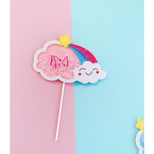 Cloud Star cake toppers PVC cake decor wedding birthday cake bubble decor Colorful Shiny Sequins Rainbow