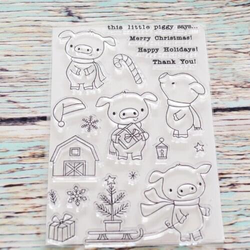Piggy Merry Christmas Transparent clear stamp for DIY Scrapbooking/Card Making/Kids Christmas Fun Decoration Supplies