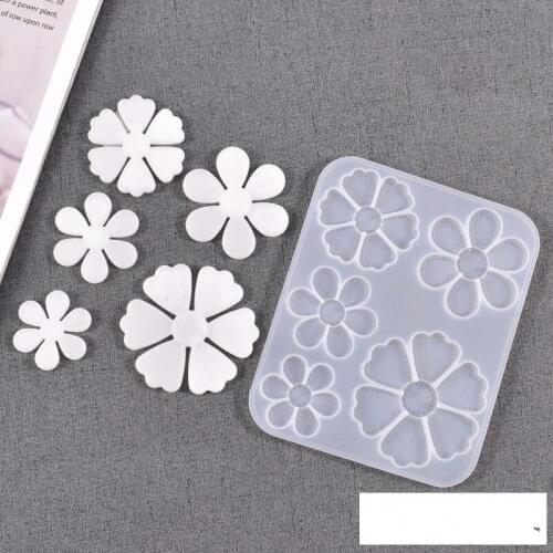 DIY Crystal Epoxy Mold Five Six-petal Flowers Hand-made Pendant Pendant Swing Jewelry Silicone Mold