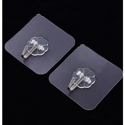 Transparent Strong Self Adhesive Door Wall Hangers Towel Mop Handbag Holder Hooks For Hanging Kitchen Bathroom Accessories