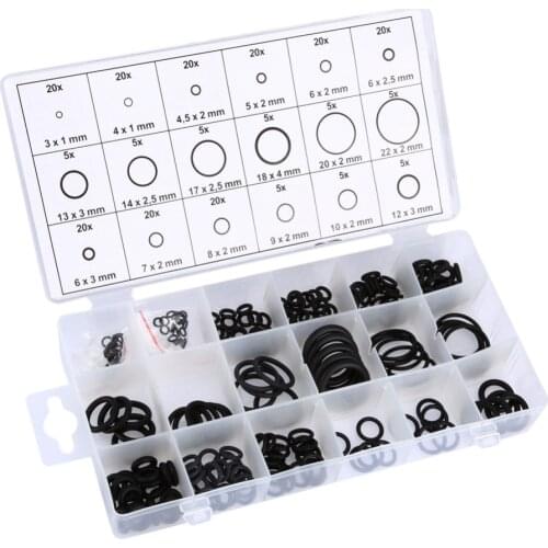 VODOOL 225Pcs 18 Sizes Rubber O Ring Washer Seals Assortment Kit Set O-Shape Seal Ring Accessories With Plastic Box For Car Auto