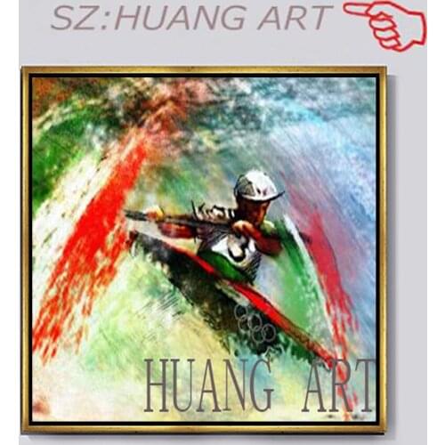 Hand painted abstract character skiing sports canvas wall art oil painting the living room sofa household adornment wall