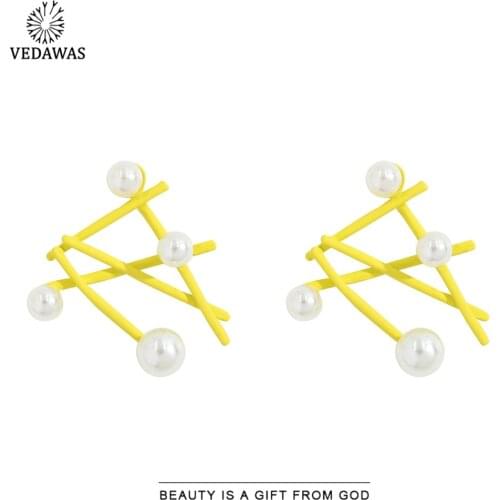 Vedawas Fashion Candy Color Stud Earrings for Women Bohemian Pearls Irregular Statement Earrings Wedding Jewelry Party Gifts