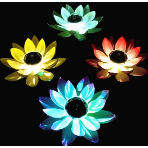 Solar Powered Flower Shape Pond Lantern Light Floating LED Festival Outdoor Waterproof Garden Pool Decorative Lighting Lamp