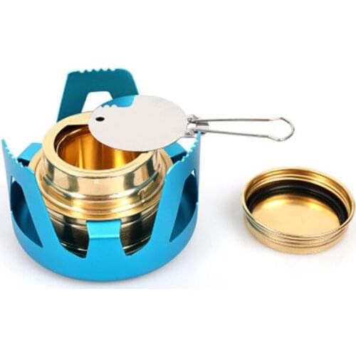Heavy Duty Brass Alcoho Stove Burner with Aluminum Alloy Stand Lid for Outdoor Camping Hiking Backpacking Cooking Portable
