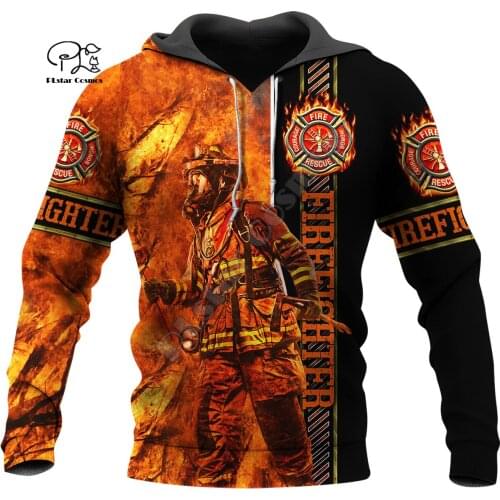 PLstar Cosmos 3DPrint FireFighter Firemen Fire Hero Harajuku Streetwear New Fashion Funny Zip Hoodie/Sweatshirt/Men Women C-6