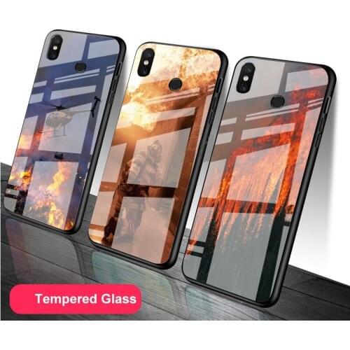 Fireman Tempered Glass Phone Case For Redmi Note 5 6 7 8 9 Pro Note8T Note9S Redmi8 9 Cover Shell