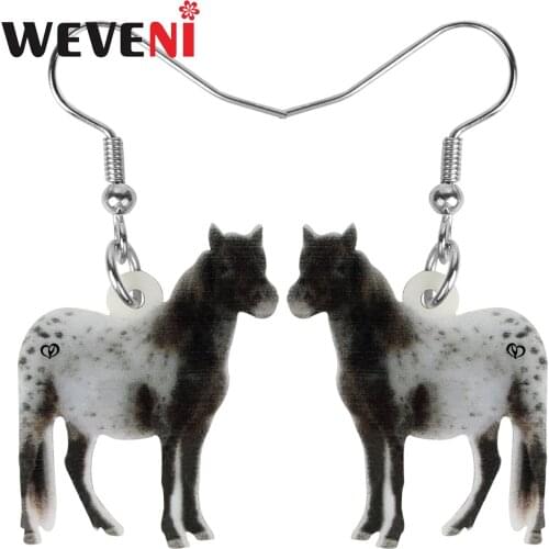 WEVENI Acrylic Standing Cute Horse Earrings Long Farm Animal Dangle Drop Jewelry For Women Lover Kids Funny Party Gift Charms