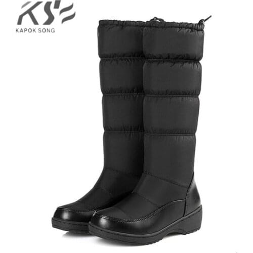 Women boots 2019 down-fill warm boots lady softable snow boot black white blue womens boots