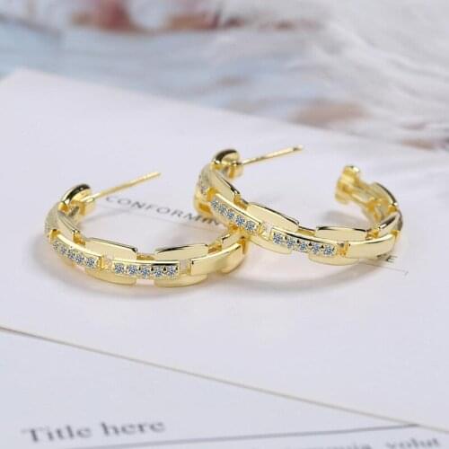 KOFSAC New 925 Sterling Silver Big Earrings Women Party Jewelry Luxury Zircon Geometric Stud Earring Lady Birthday Gifts Fashion