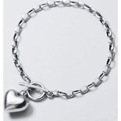Vintage Geometric Heart OT Thai Silver Color Handmade Bracelet For Women Girls Simple Trendy Fashion Jewelry Gift SL2457