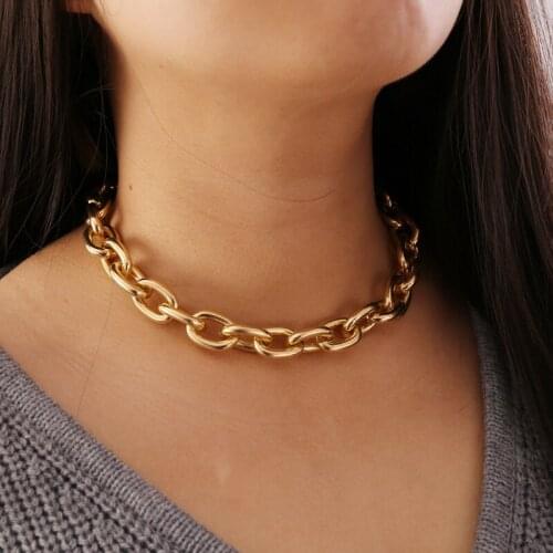 Gold Color Punk Thick Choker Necklace for Women 2020 Fashion Jewelry Geometric Metal Necklaces Female Simple New