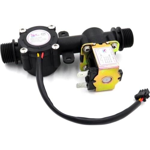 1/2" 1-25L/min Flow Sensor 12V Water Flow Switch 1.75MPa with Solenoid Valve for IC Card Automatic Water Control Machine
