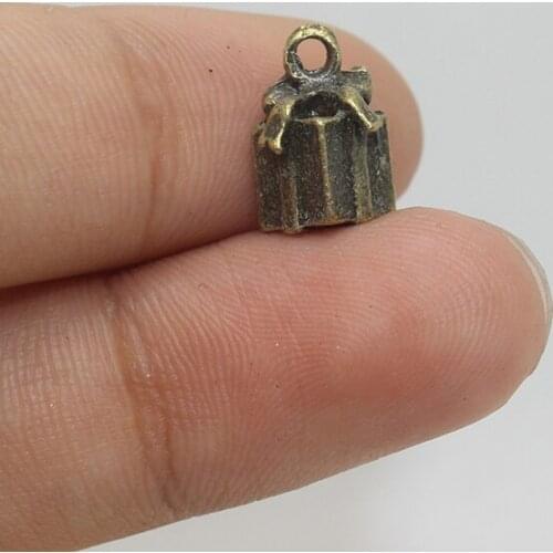 10pcs--13X9mm Antique bronze tone Mini Gift Box charms pendant
