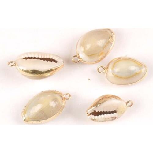 15-22mm Natural Shell For Jewelry Craft Home Decor DIY Charms Nautical Gold Plated Seashells Handmade Pendant 5pcs TR0273
