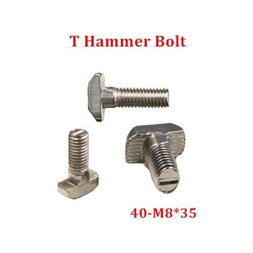 20pcs/lot M8*35 Hammer Head T Bolt Aluminum T Screw 4040 Aluminum Profile CNC Nuts DIY Parts