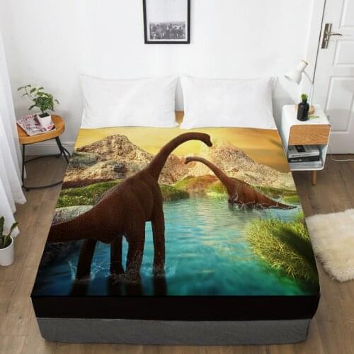 3D HD Digital Custom Bed Sheet With Elastic,Fitted Sheet for Kids Baby Child adult,Brachiosaurus Dinosaur Mattress Cover 150/160