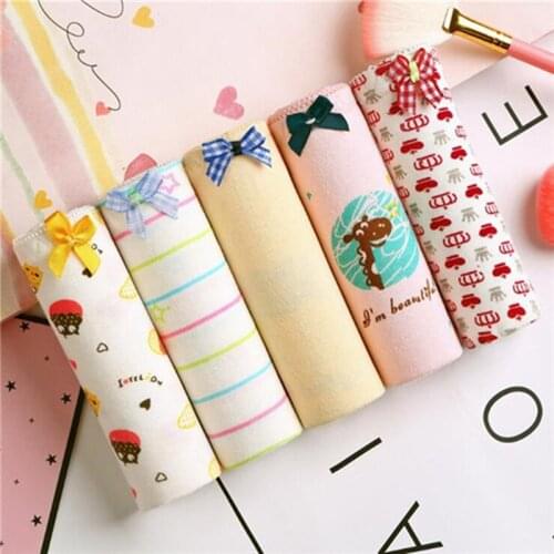 4PCS/Lot Children Cotton Underwear Young Girls Briefs Solid Low Waist Short Briefs Comfortable Ladies Panties TWY-821-1-4p