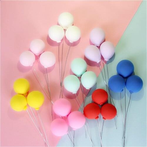 5pcs/set Colorful Clay Balloon Cake Topper Wedding Ball Cake Topper Flags Birthday Party Baby Shower Favor Dessert Decoration