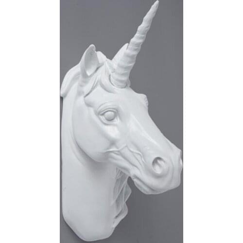 Large white pink gold silver Creativity Animal Resin Stereo head hanging Unicorn Wall Decoration backwall gifts cculpture statue